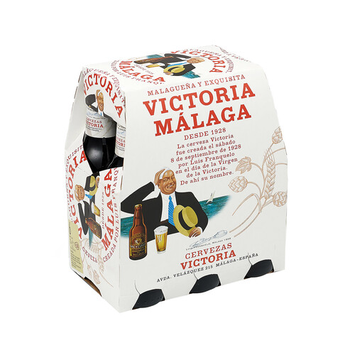 VICTORIA Cervezas rubias de origen Málaga pack 6 botellas x 25 cl.