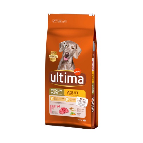 ULTIMA Pienso para perros adultos a base de buey, arroz y cereales integrales 12 kg.