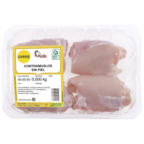 Contramuslos de pollo blanco sin piel Bandeja