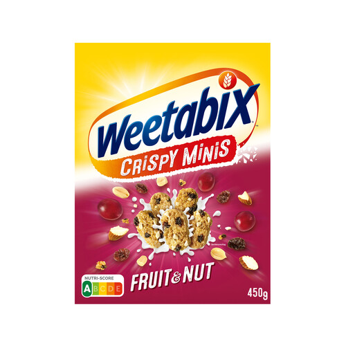WEETABIX Cereales de fibra con fruta y nuez WEETABIX MINIS 450 g.