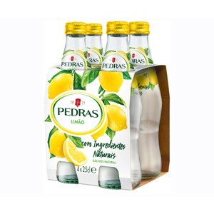 Imagen de PEDRAS Agua mineral con gas sabor limón pack de 4 uds. de botellas de 25 cl.