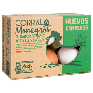CORRAL DE MONEGROS Huevos de gallinas camperas frescos clases M y L y cat. A  6 uds. en Alcampo