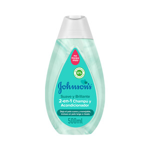 JOHNSON'S Champú y acondicinador para todo tipo de cabellos incluso largo o rizado JOHNSON´S Suave y brillante 500 ml.