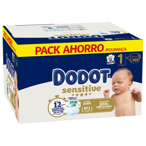DODOT Sensitive Pañales talla 1 - recien nacidos (2-5 kg) 168 uds.