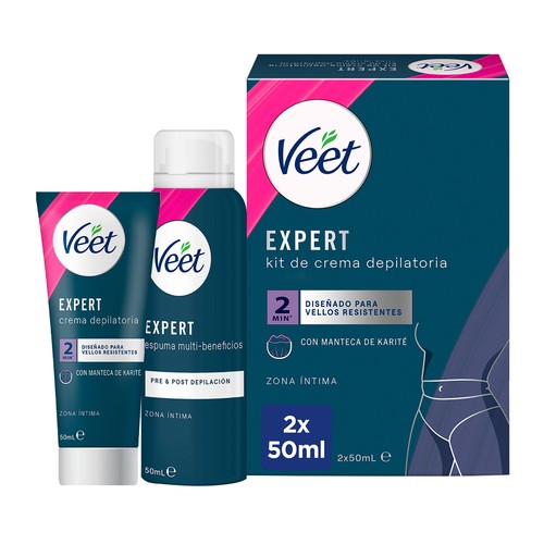 VEET Expert Kint de crema depilatoria para la zona íntima.