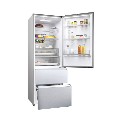 Frigorífico combi 200,6cm HAIER HTR5720ENMG 3 cajones, NO FROST, clasificación energética: E, H: 200,6cm, A: 70cm, F: 67,5cm, capacidad total: 483L.