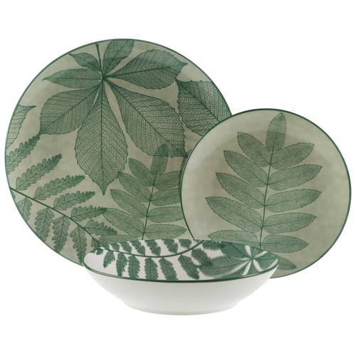 Vajilla 18 piezas porcelana, modelo Aylen verde. VERSA HOME