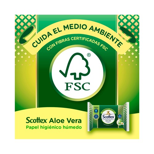 SCOTTEX Calm Papel higiénico húmedo (toallitas WC), con aloe vera, especial pieles sensibles 66 uds.