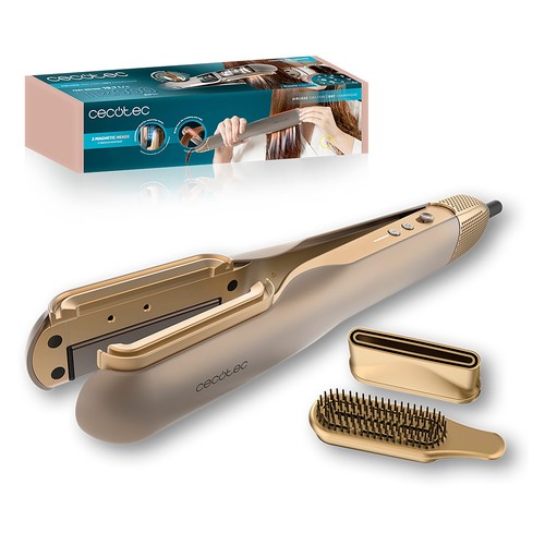 Plancha de pelo con flujo de aire CECOTEC AirLisse 2in1 ForceDry Cinnamon, placas flotantes, máximo 200ºC