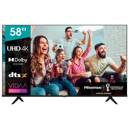 Televisión 147,32 cm (58") LED HISENSE 58A6BG 4K, HDR10+, SMART TV, WIFI, BLUETOOTH, TDT HD, USB reproductor, 3HDMI, 160HZ.