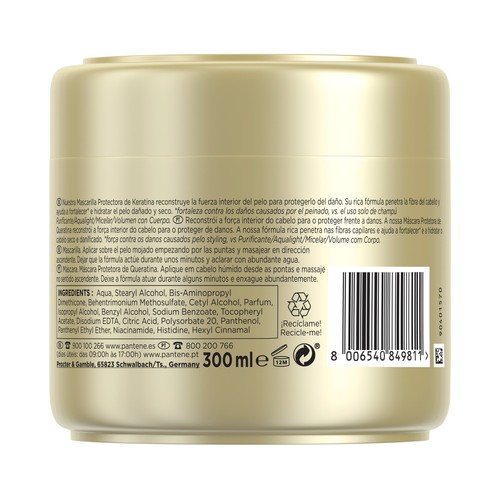 PANTENE Mascarilla facial protectora con keratina largo infinito PANTENE 300 ml.