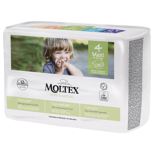 MOLTEX Pure & nature Pañales ecológicos talla 4 (9-15 kg) 50 uds.