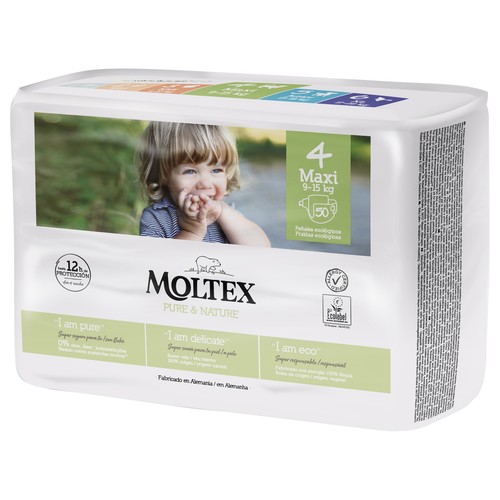 MOLTEX Pure & nature Pañales ecológicos talla 4 (9-15 kg) 50 uds.