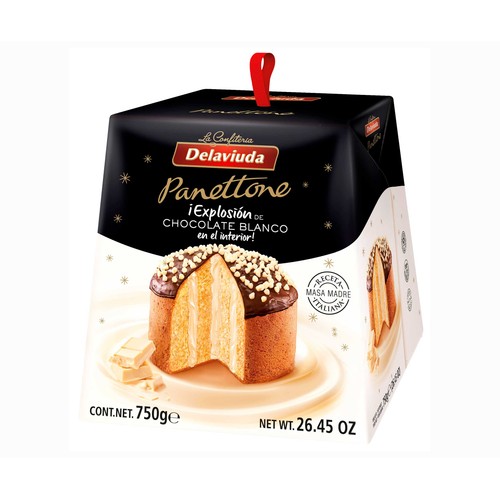 DELAVIUDA Panettone de chocolate blanco 750 g.