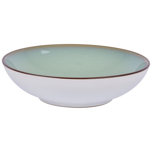 Plato hondo de gres bicolor, verde y blanco, 22cm., STONEWARE.
