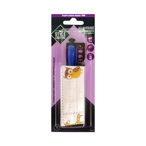 Kit para marcado de ropa, incluye etiquetas termoadhesivas, plantilla y bolígrafo, STYLE.