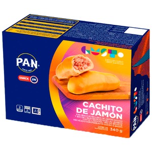 Cachito de jamón y queso, pan brioche relleno de jamón cocido y bacon 340 g.