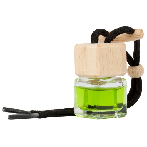 Ambientador coche manzana en frasco colgante decorativo, cordón negro, PARADISE SCENTS.