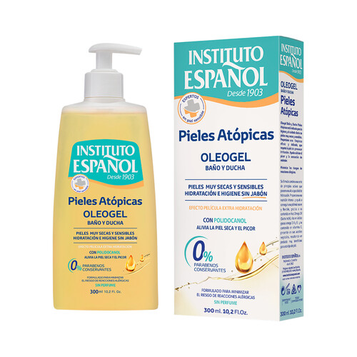 INSTITUTO ESPAÑOL Oleogel para baño o ducha, especial pieles muy secas y sensibles o atópicas INSTITUTO ESPAÑOL 300 ml.