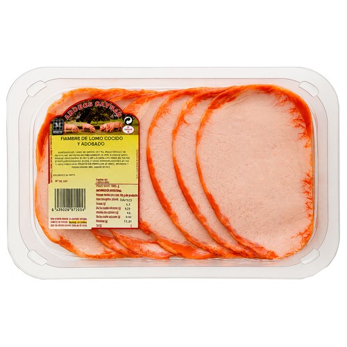 Fiambre de lomo semicocido y adobado, cortado en lonchas CAYSAN 350 g.