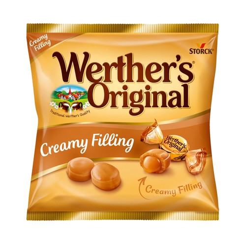 WERTHER"S ORIGINAL Caramelos toffees de mantequilla y nata con relleno de caramelo 135 g.