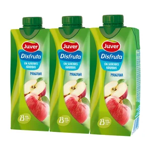 JUVER Néctar de manzana sin azucares añadidos JUVER DISFRUTA pack 3 uds x 33 cl.