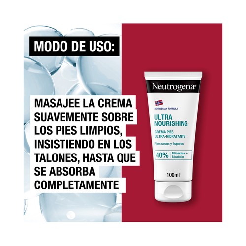 NEUTRÓGENA Crema fórmula noruega ultra hidratante para piés secos y ásperos 100 ml.