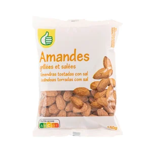 PRODUCTO ECONÓMICO ALCAMPO Almendras con piel tostadas y saladas PRODUCTO ECONÓMICO ALCAMPO 150 g.