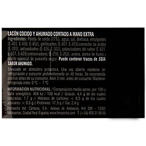 FRIMANCHA Lacón cocido y ahumado cortado a mano Placeres Tradicionales 200 g.