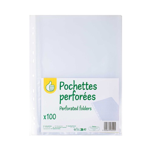 100 fundas de polipropileno transparente tamaño folio y multitaladro PRODUCTO ECONÓMICO ALCAMPO.