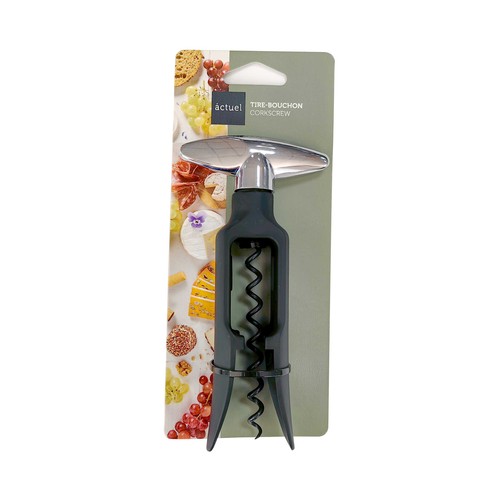 Sacacorchos manual con cuerpo ABS y con mango de aleación de zinc con metal cromado, ACTUEL