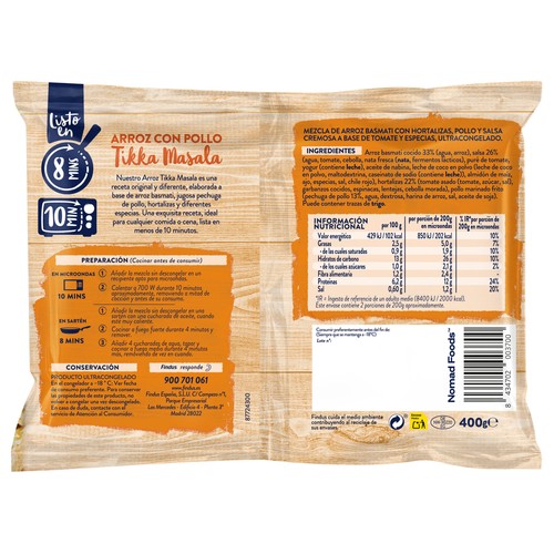 FINDUS Salto Arroz basmati con pechuga de pollo al estilo Tikka Masala 400 g.