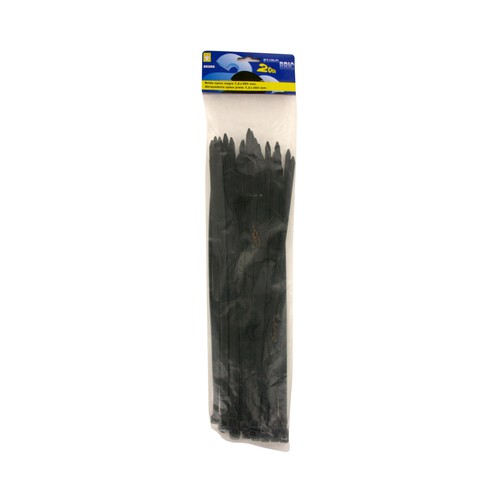 Bolsa con 50 bridas de nylon de color negro y con medidas de 7.2 x 350 milímetros EUROBRIC 2000.
