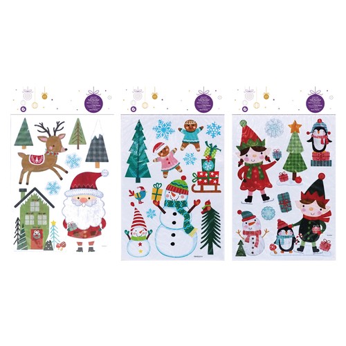 Pegatina de navidad 24,5x35cm, Santa/Muñeco de nieve/Elfo modelos surtidos, ACTUEL.