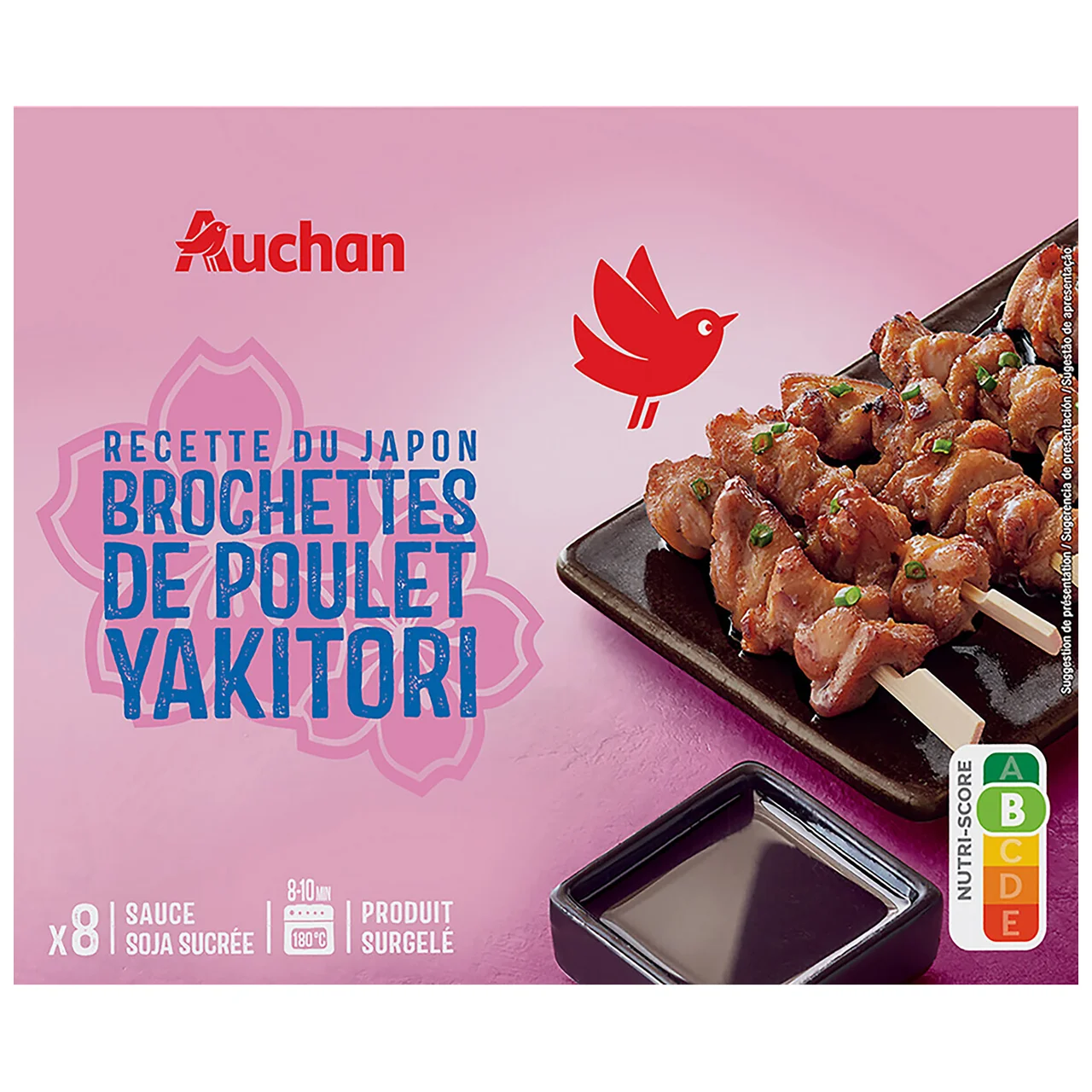AUCHAN Brochetas de pollo Yakitori 8 uds. 210 g Producto Alcampo.