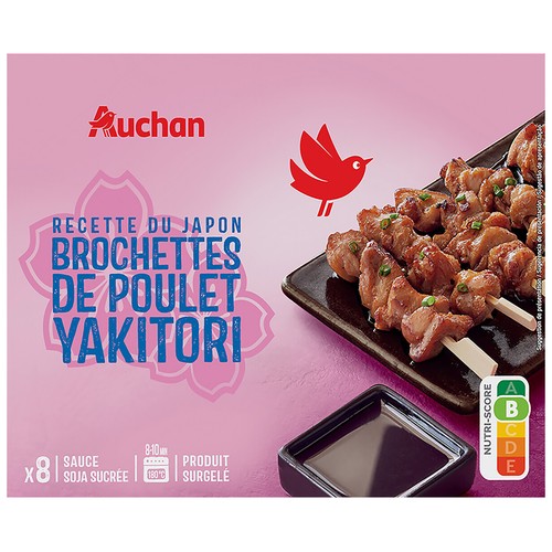 AUCHAN Brochetas de pollo Yakitori 8 uds. 210 g Producto Alcampo.