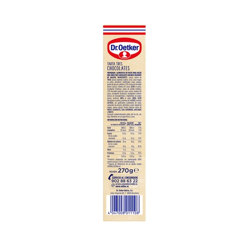 Preparado en polvo para tarta 3 chocolates DR. OETKER 270 g.