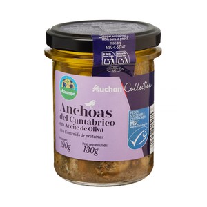 PRODUCTO ALCAMPO Anchoas del Cantábrico (MSC) en aceite de oliva tarro 130 g.
