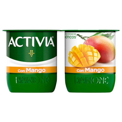 ACTIVIA Bífidus con trocitos jugosos de mango de Danone 4 x 120 g.