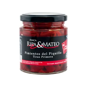 FINCA RIPA & MATEO Pimientos del Piquillo en tiras frasco de 210 g.