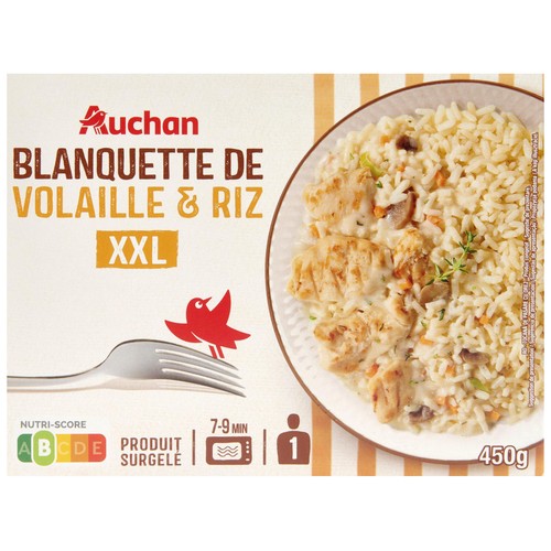 AUCHAN Arroz cocido con pollo asado en salsa de champiñón 450 g Producto Alcampo.