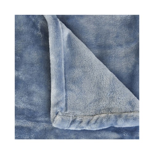 Manta de franela de 180x220 cm, 100% poliéster, densidad 380g/m², color azul, ACTUEL.