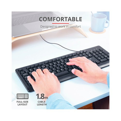 Teclado para ordenador TRUST Primo, silencioso, cable 1,8m.