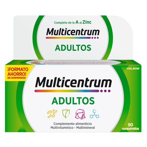 MULTICENTRUM Adultos Complemento nutricional para adultos y adolescentes a partir de 12 años 90 comprimidos.