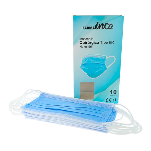 INCA FARMA Mascarillas quirúrgicas no estériles tipo IIR 10 uds.