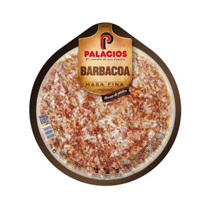 Imagen de PALACIOS Pizza barbacoa con masa fina y crujiente, hecha en horno de piedra PALACIOS 400 g.