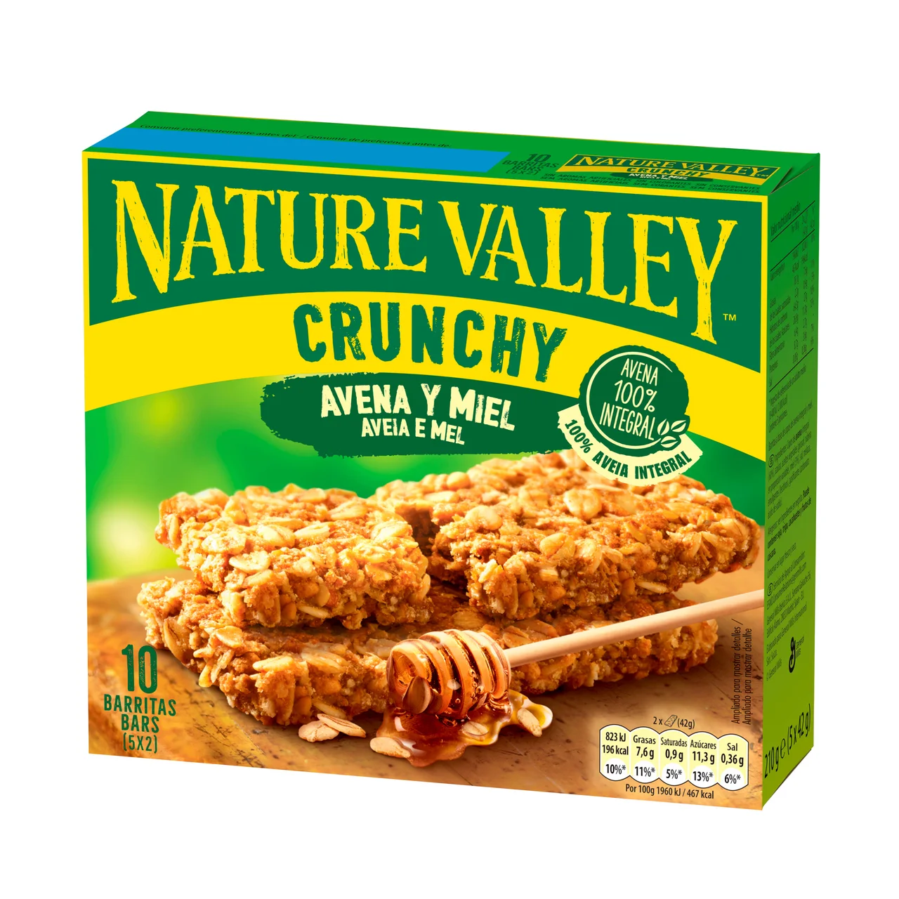 NATURE VALLEY Barritas de cereal avena y miel 210 g.