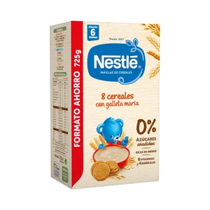 NESTLÉ Papilla de 8 cereales con galleta María a partir de 6 meses NESTLÉ 725 g.