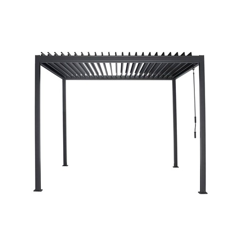Pérgola bioclimática de acero de 3x3 m, acabado gris, MOTIF INDOOR.