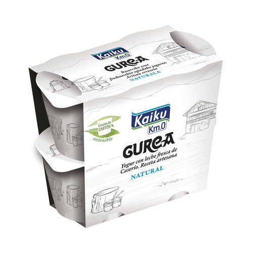 KAIKU Yogur natural receta artesana, elaborado con lehce fresca de caserio  Km. 0 4 x 115 g.